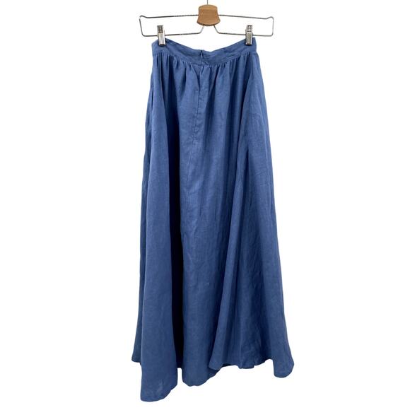 Linen Handmade Studio Cornflower Blue Shay Maxi Skirt - Picture 3 of 6